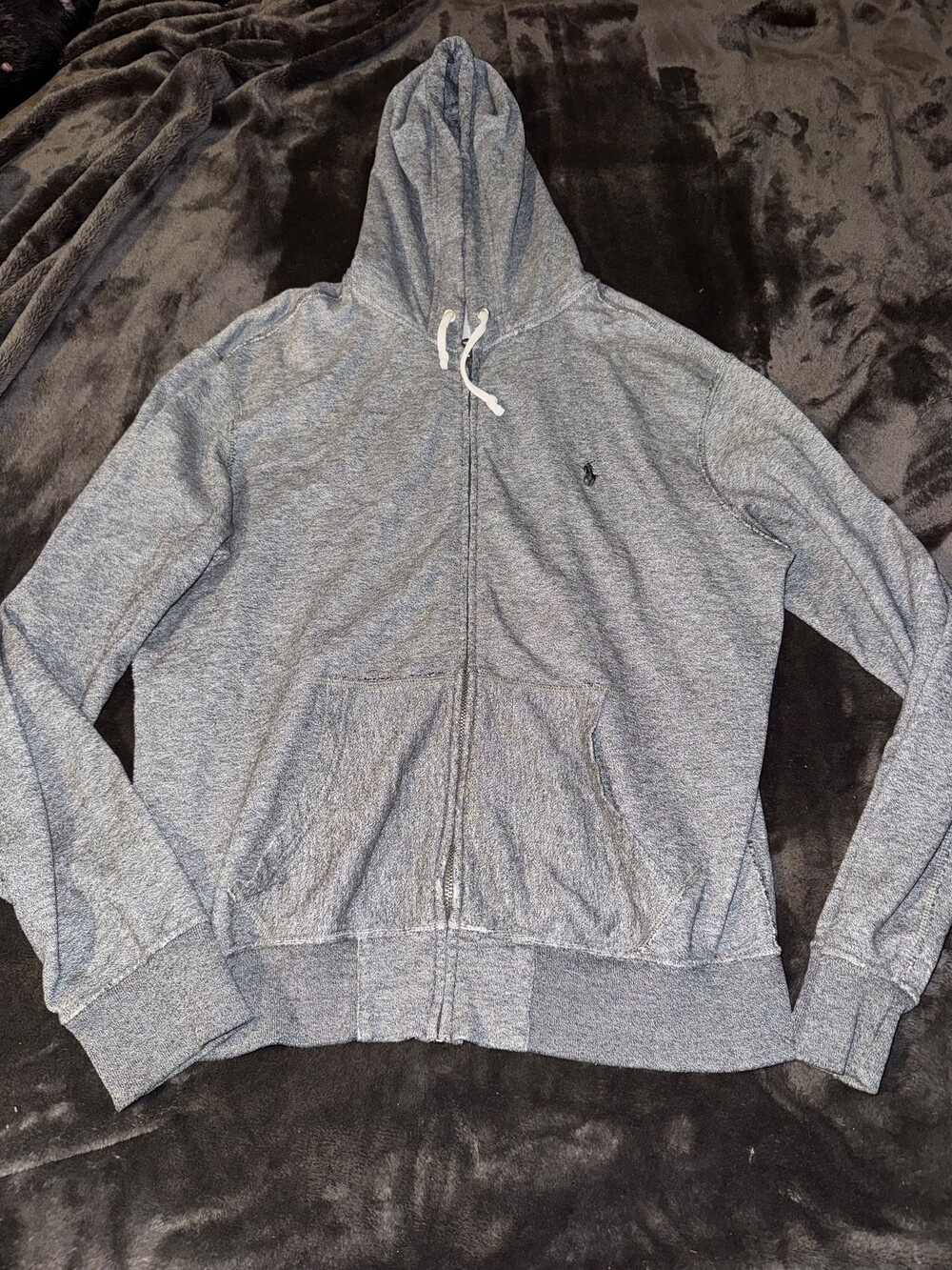 Polo Ralph Lauren Grey Cotton Full Zip Hoodie size large